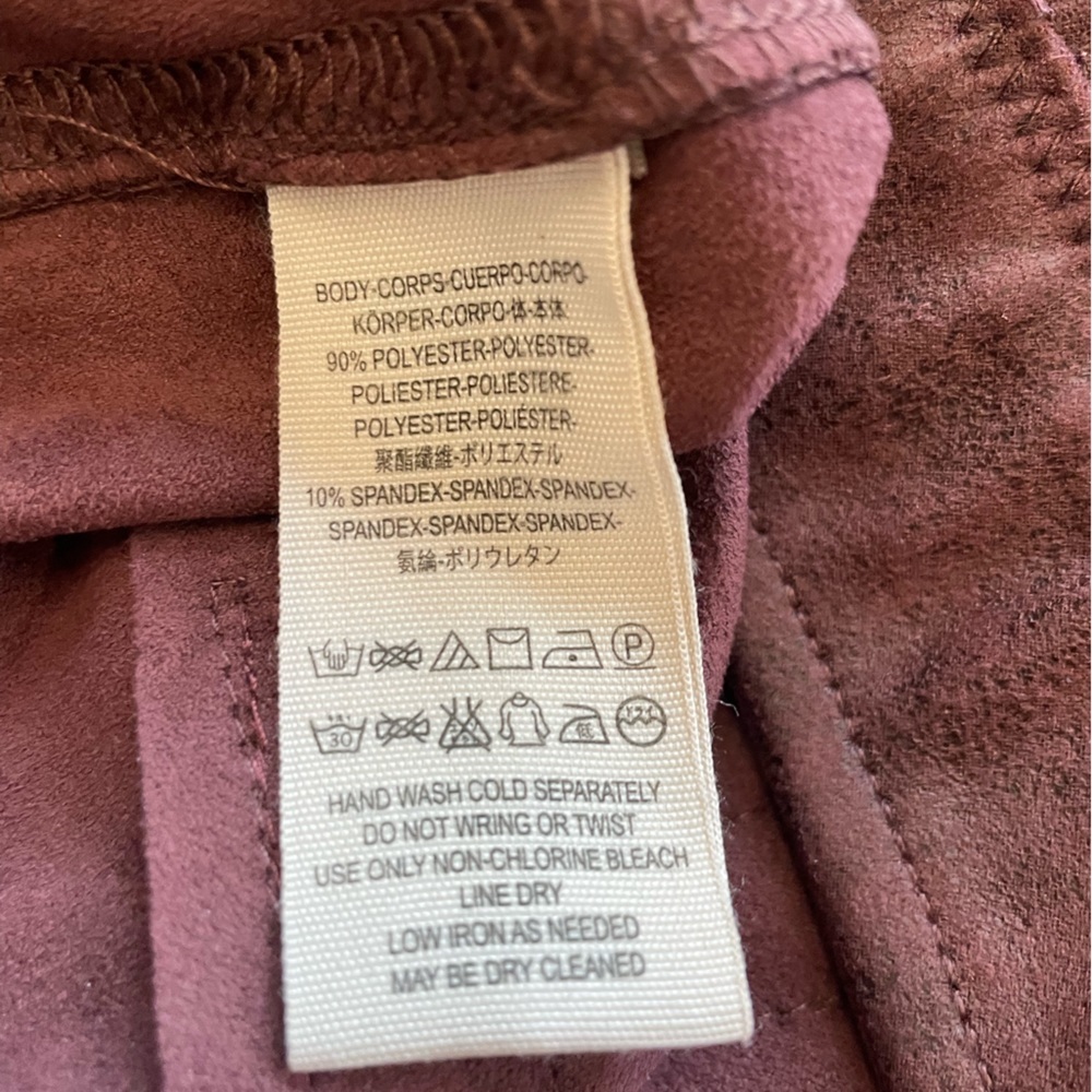 Free People Burgundy faux suede Leggings Size 24 - Picture 4 of 7